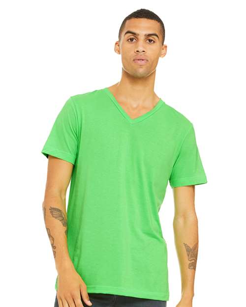Heather CVC V-Neck Tee - Neon Green -   -