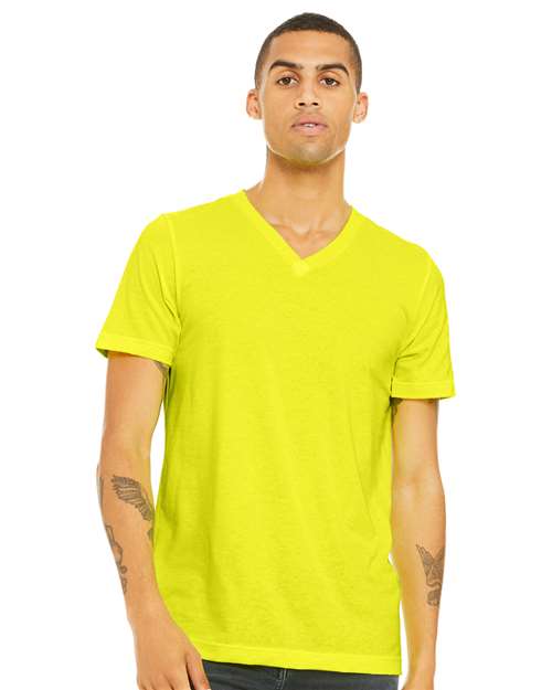Heather CVC V-Neck Tee - Neon Yellow -   -