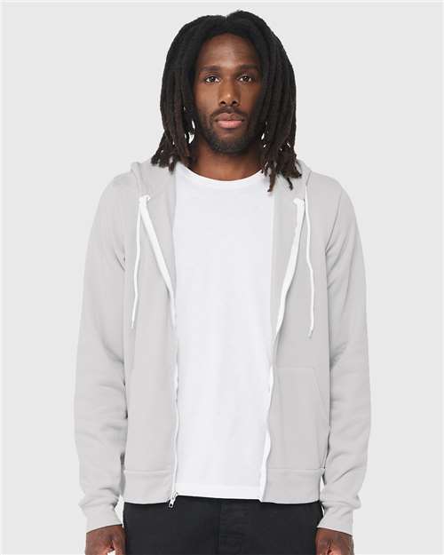 Sponge Fleece Full-Zip Hoodie - Silver -   -