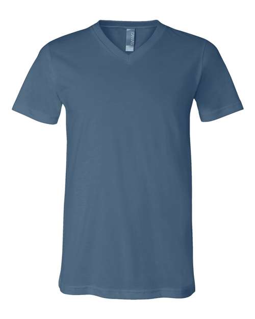 Jersey V-Neck Tee - Steel Blue -   -