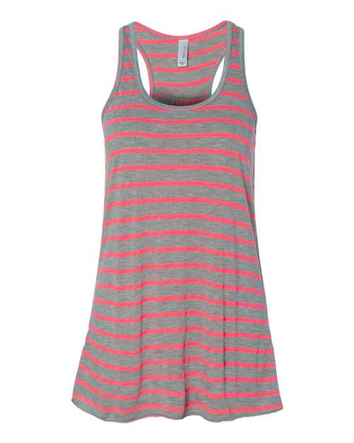 Women's Flowy Racerback Tank - Athletic Heather/ Neon Pink -   -