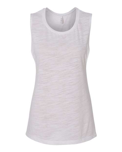 Women's Flowy Scoop Muscle Tank - White Slub -   -