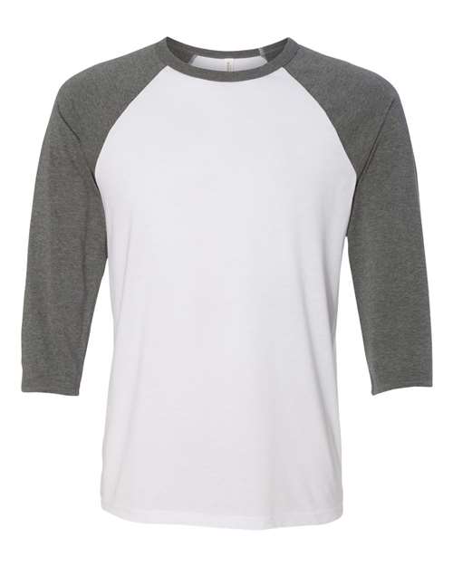 Three-Quarter Sleeve Baseball Tee - White/ Deep Heather -   -