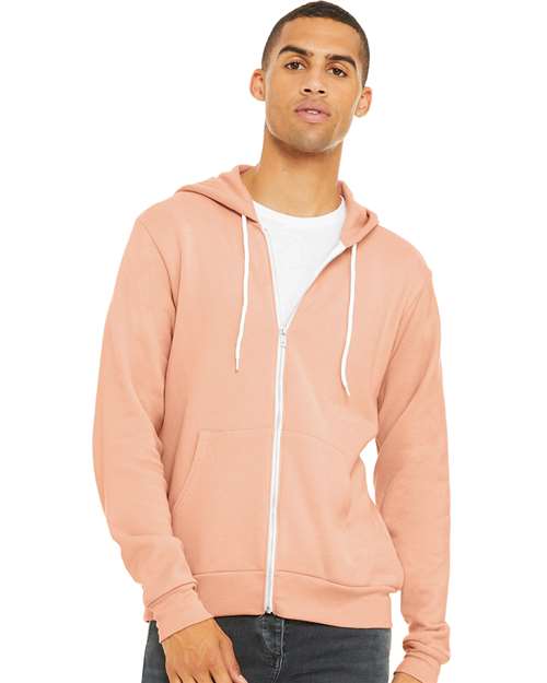 Sponge Fleece Full-Zip Hoodie - Peach -   -