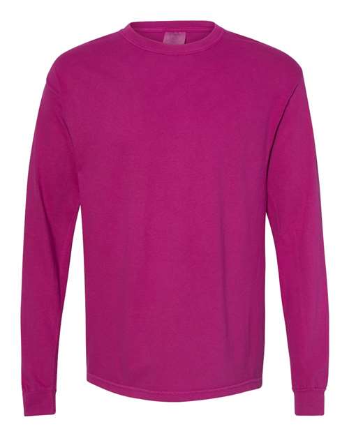 Garment-Dyed Heavyweight Long Sleeve T-Shirt - Boysenberry -   -