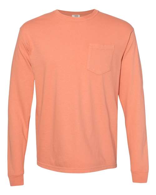 Garment-Dyed Heavyweight Long Sleeve Pocket T-Shirt - Terracotta -   -