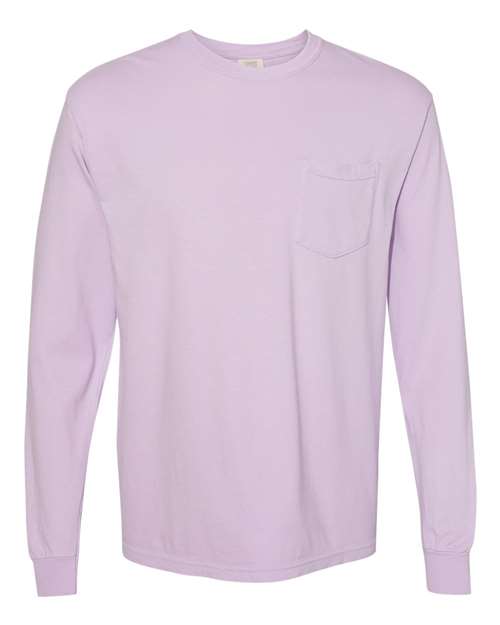 Garment-Dyed Heavyweight Long Sleeve Pocket T-Shirt - Orchid -   -